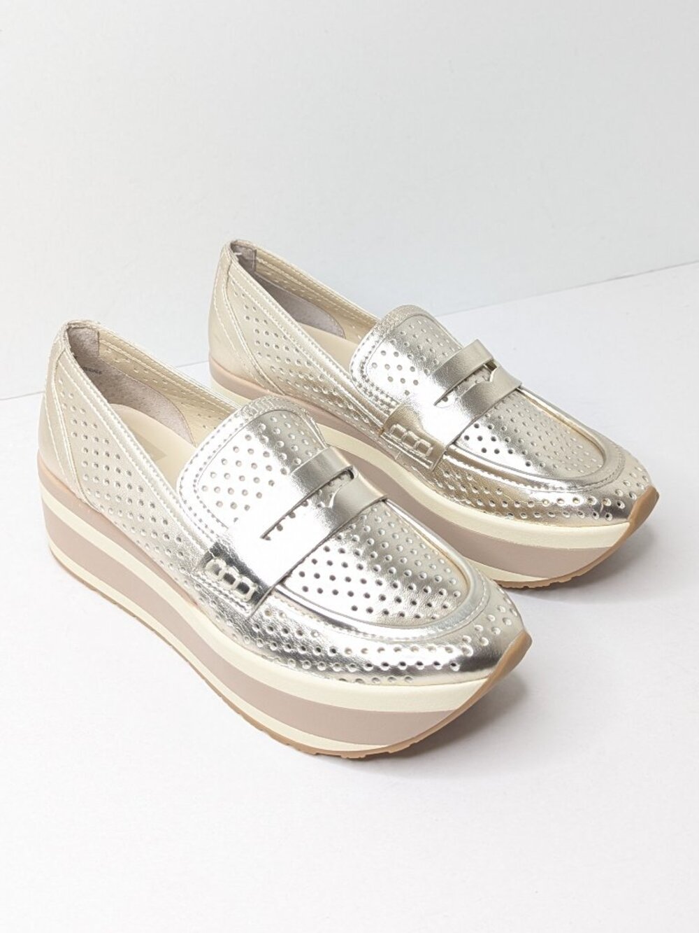 Dolce Vita Janine Slip-On Platform Sneakers Gold Metallic Womens 6.5